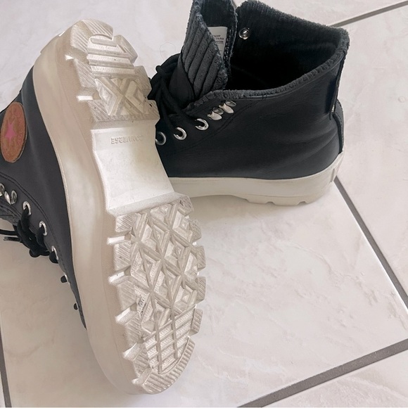 Convers All Start Chuck Taylor Black Leather Platform Boots Gore Tex Size 6.5 - Picture 12 of 13